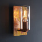 90602 1 Light Wall Light Copper Patina Plate & Clear Glass