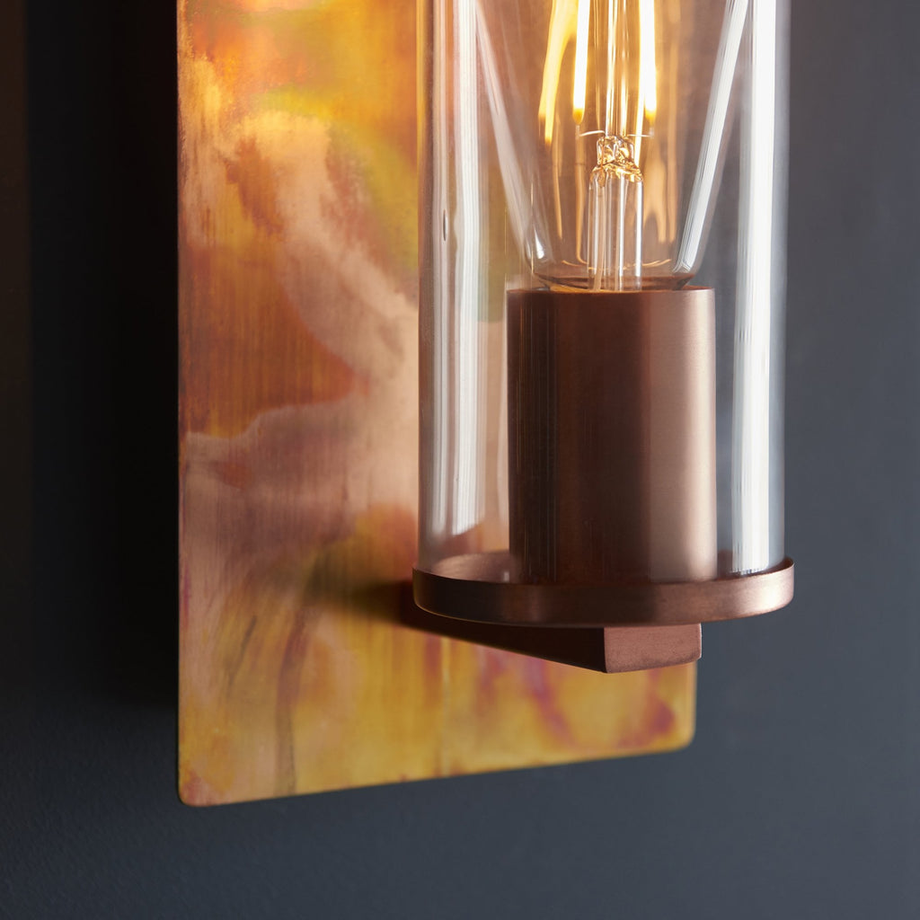 90602 1 Light Wall Light Copper Patina Plate & Clear Glass