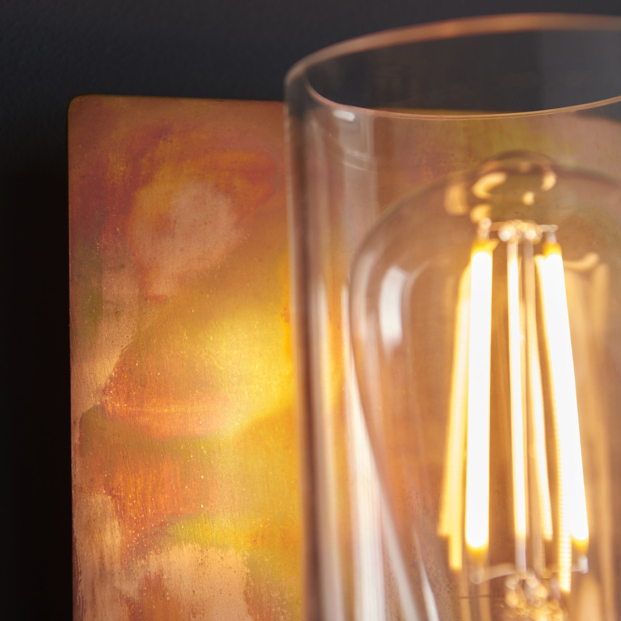 90602 1 Light Wall Light Copper Patina Plate & Clear Glass