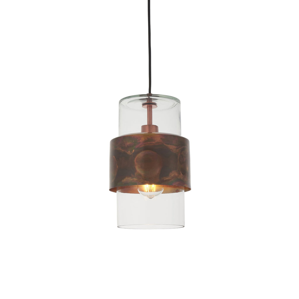 90603 1 Light Pendant Copper Patina Plate & Clear Glass (SD)