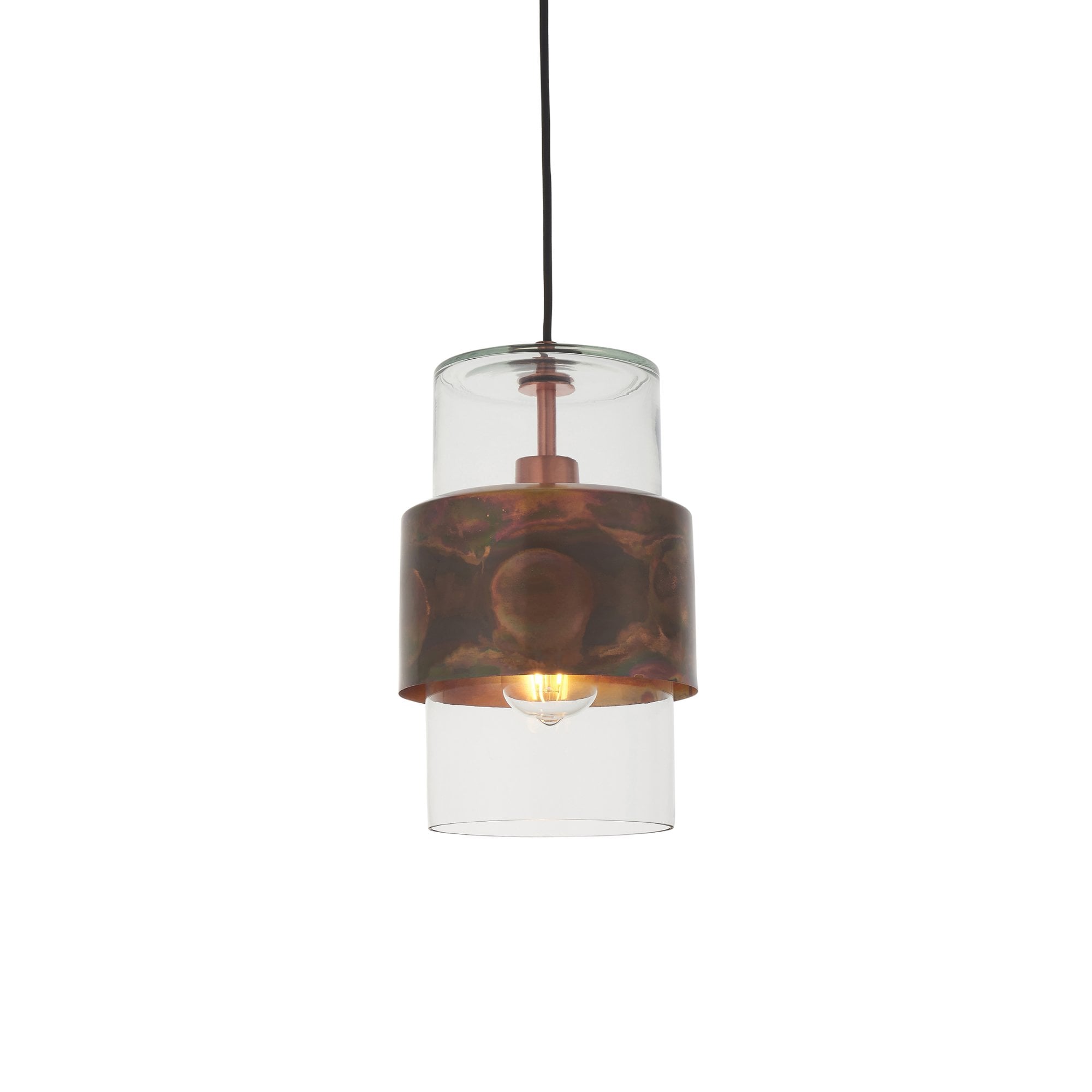 90603 1 Light Pendant Copper Patina Plate & Clear Glass (SD)