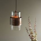 90603 1 Light Pendant Copper Patina Plate & Clear Glass