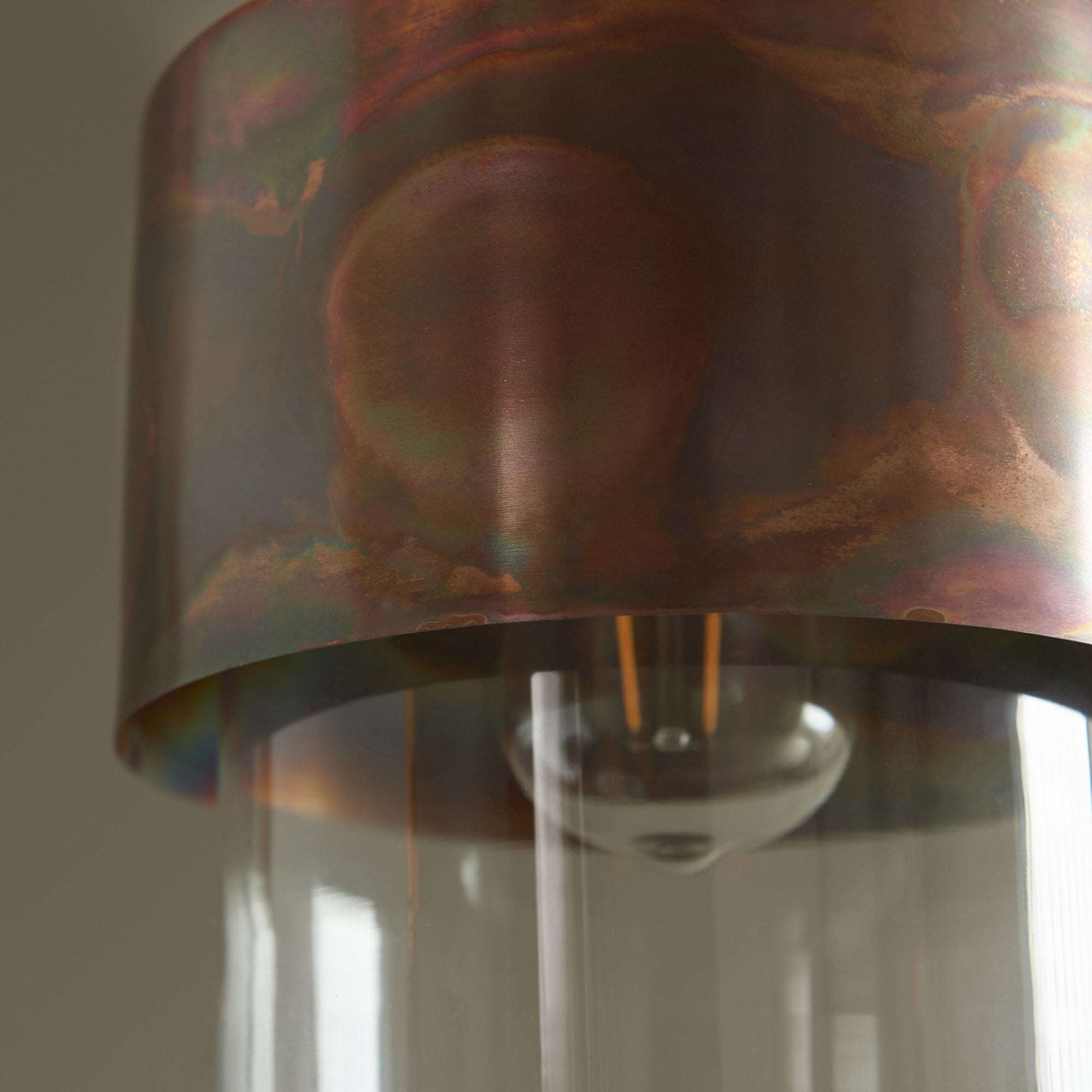 90603 1 Light Pendant Copper Patina Plate & Clear Glass (SD)