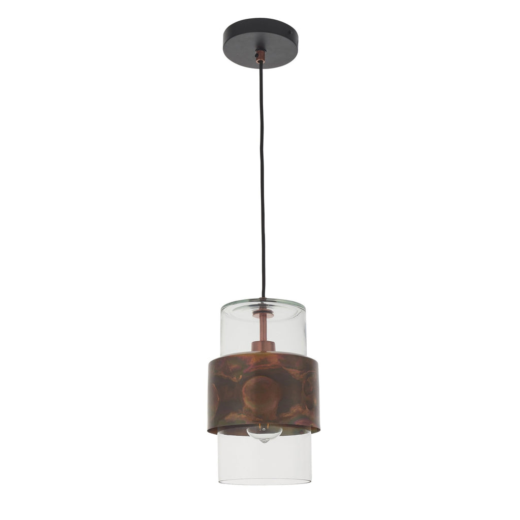 90603 1 Light Pendant Copper Patina Plate & Clear Glass (SD)