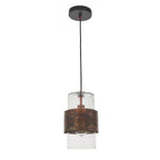 90603 1 Light Pendant Copper Patina Plate & Clear Glass (SD)