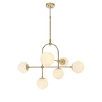 90842 6 Light Semi Flush Ceiling Light Matt Antique Brass Plate & Opal Glass