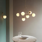 90842 6 Light Semi Flush Ceiling Light Matt Antique Brass Plate & Opal Glass