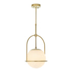 90844 1 Light Pendant Matt Antique Brass Plate & Opal Glass (S)