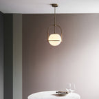 90844 1 Light Pendant Matt Antique Brass Plate & Opal Glass (S)