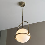 90844 1 Light Pendant Matt Antique Brass Plate & Opal Glass (S)