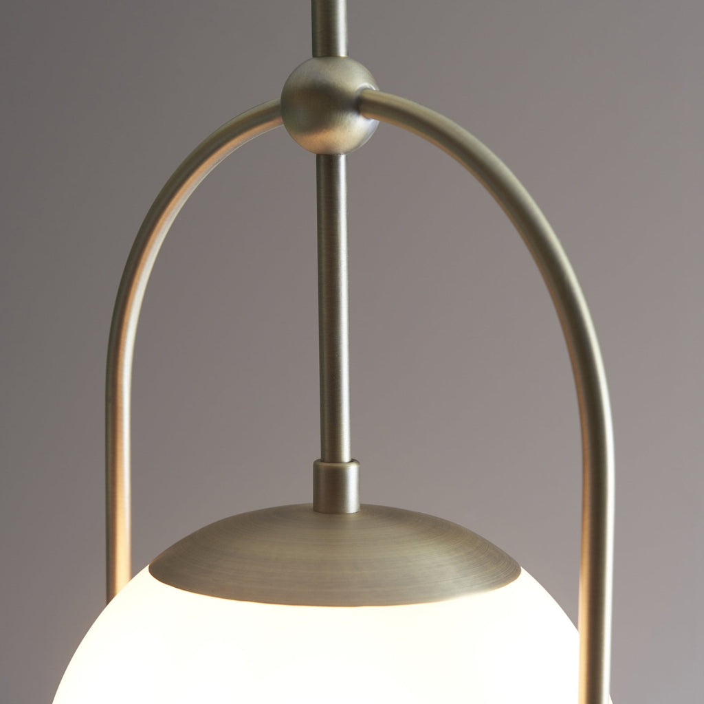 90844 1 Light Pendant Matt Antique Brass Plate & Opal Glass (S)