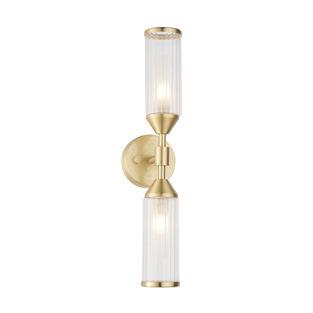 92229 2 Light Wall Light Satin Brass Plate With Clear & Frosted Glass