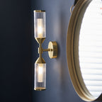 92229 2 Light Wall Light Satin Brass Plate With Clear & Frosted Glass