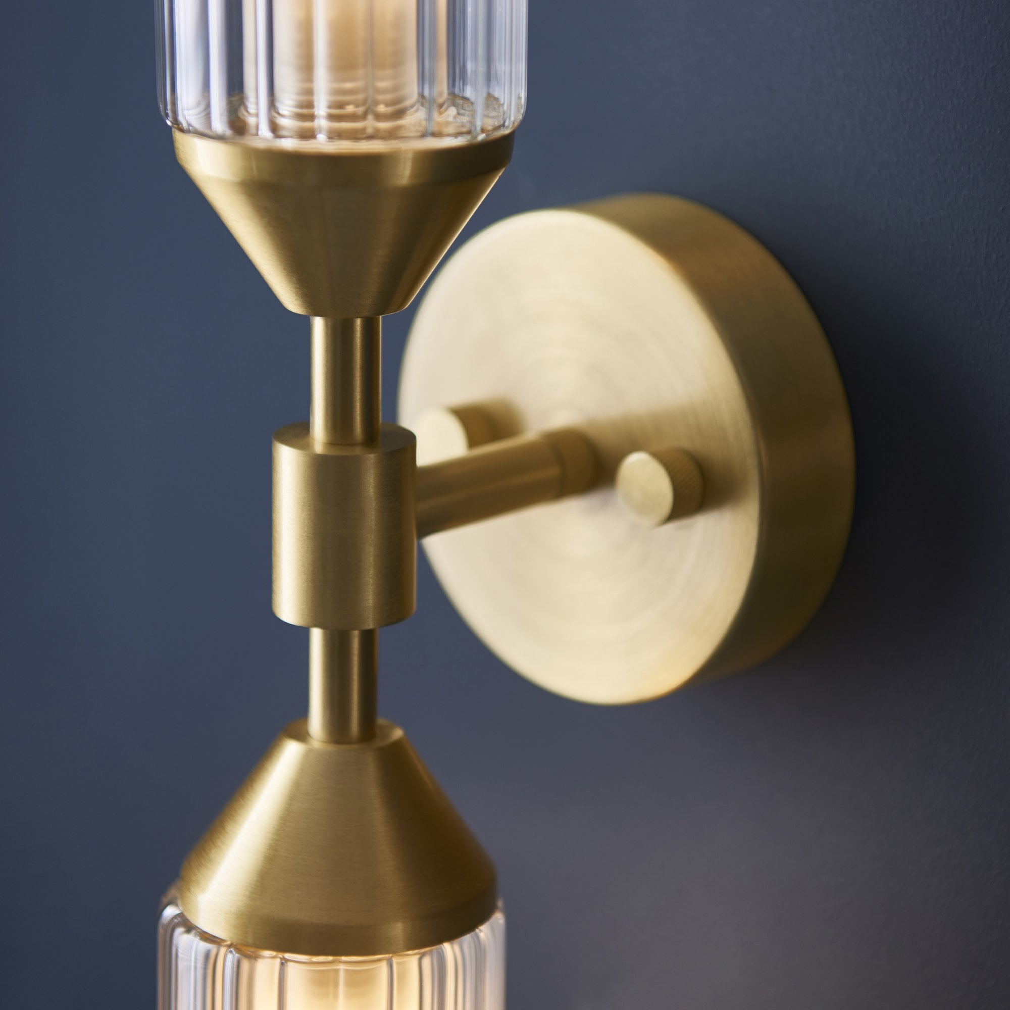 92229 2 Light Wall Light Satin Brass Plate With Clear & Frosted Glass
