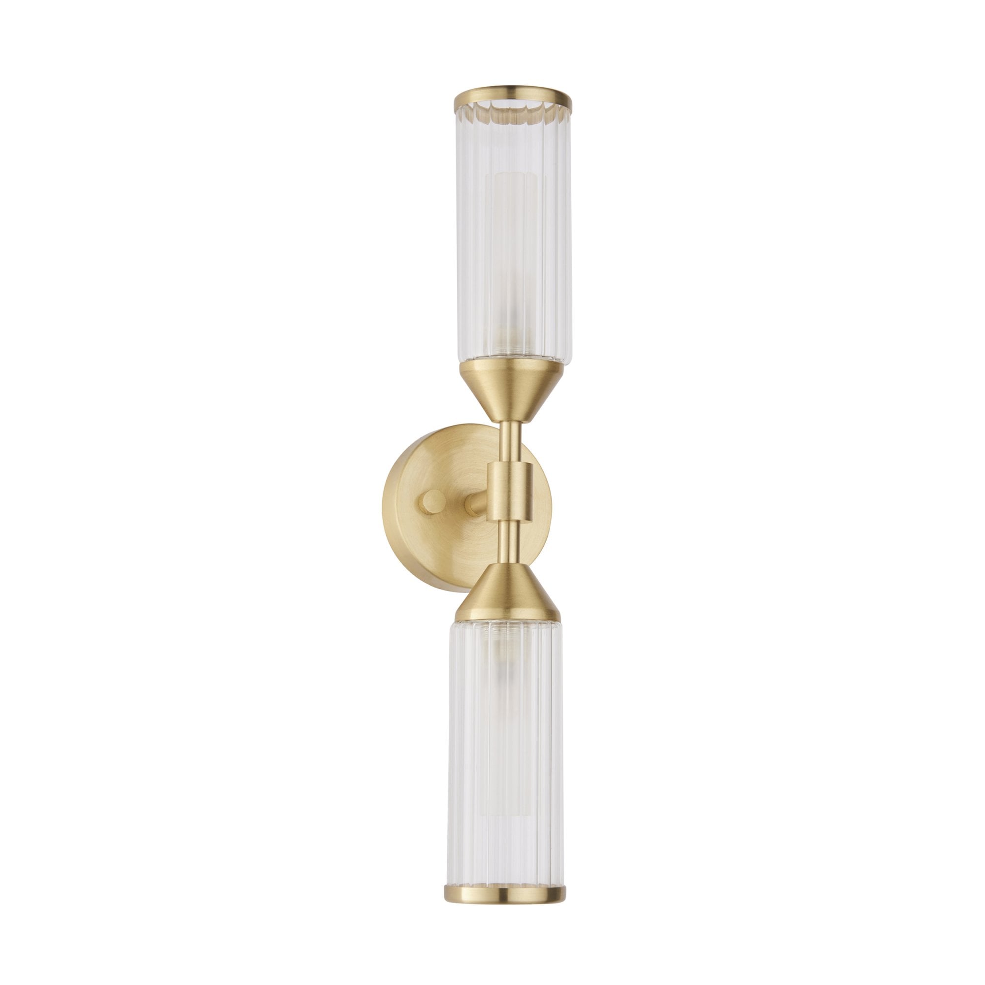 92229 2 Light Wall Light Satin Brass Plate With Clear & Frosted Glass