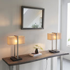 93060 1 Light Table Lamp Satin Nickel Plate & Natural Linen