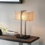 93060 1 Light Table Lamp Satin Nickel Plate & Natural Linen