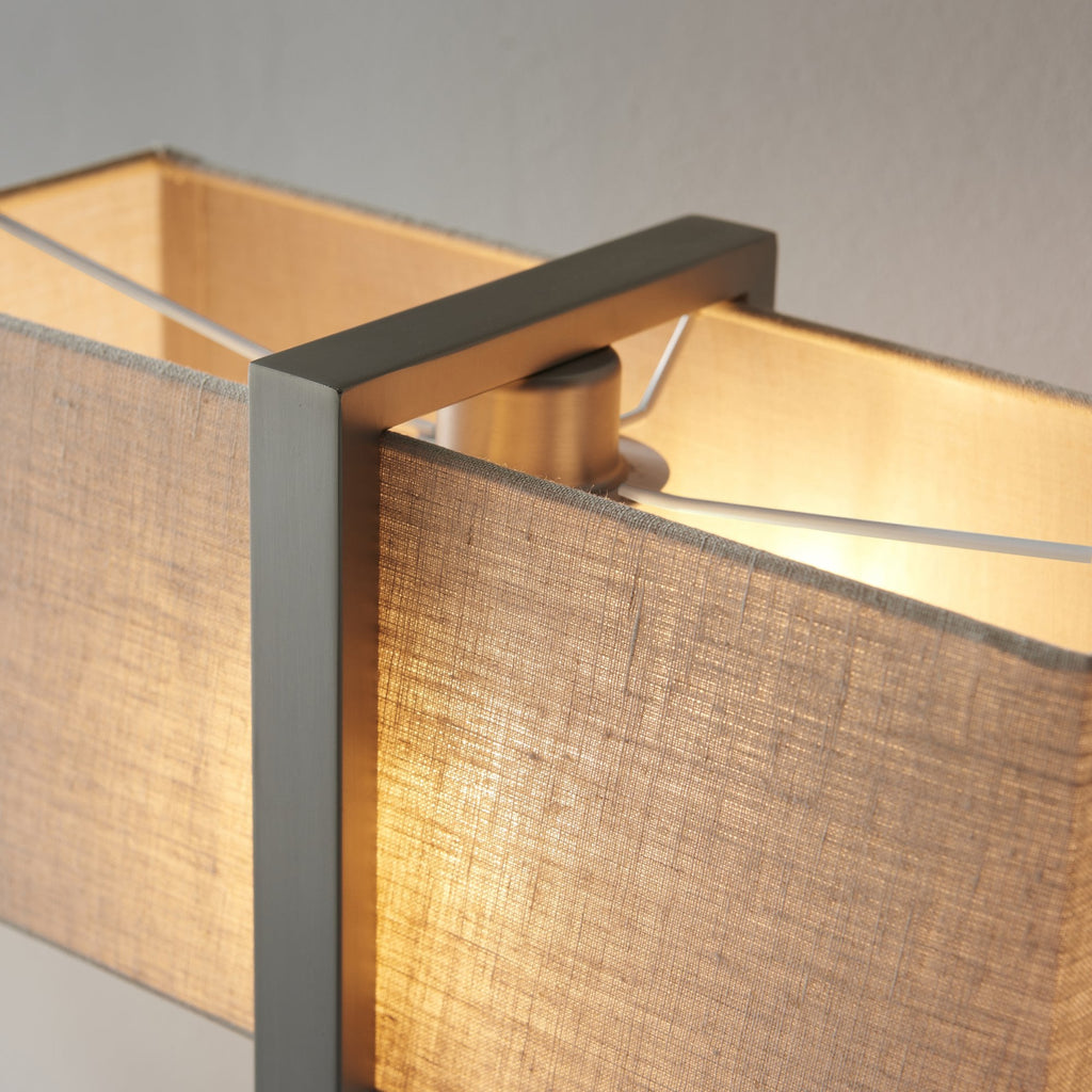 93060 1 Light Table Lamp Satin Nickel Plate & Natural Linen