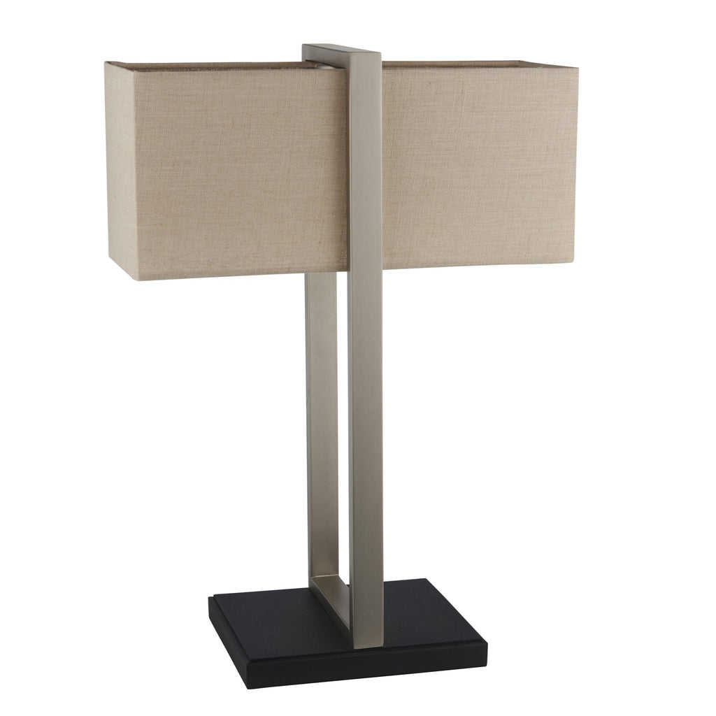 93060 1 Light Table Lamp Satin Nickel Plate & Natural Linen