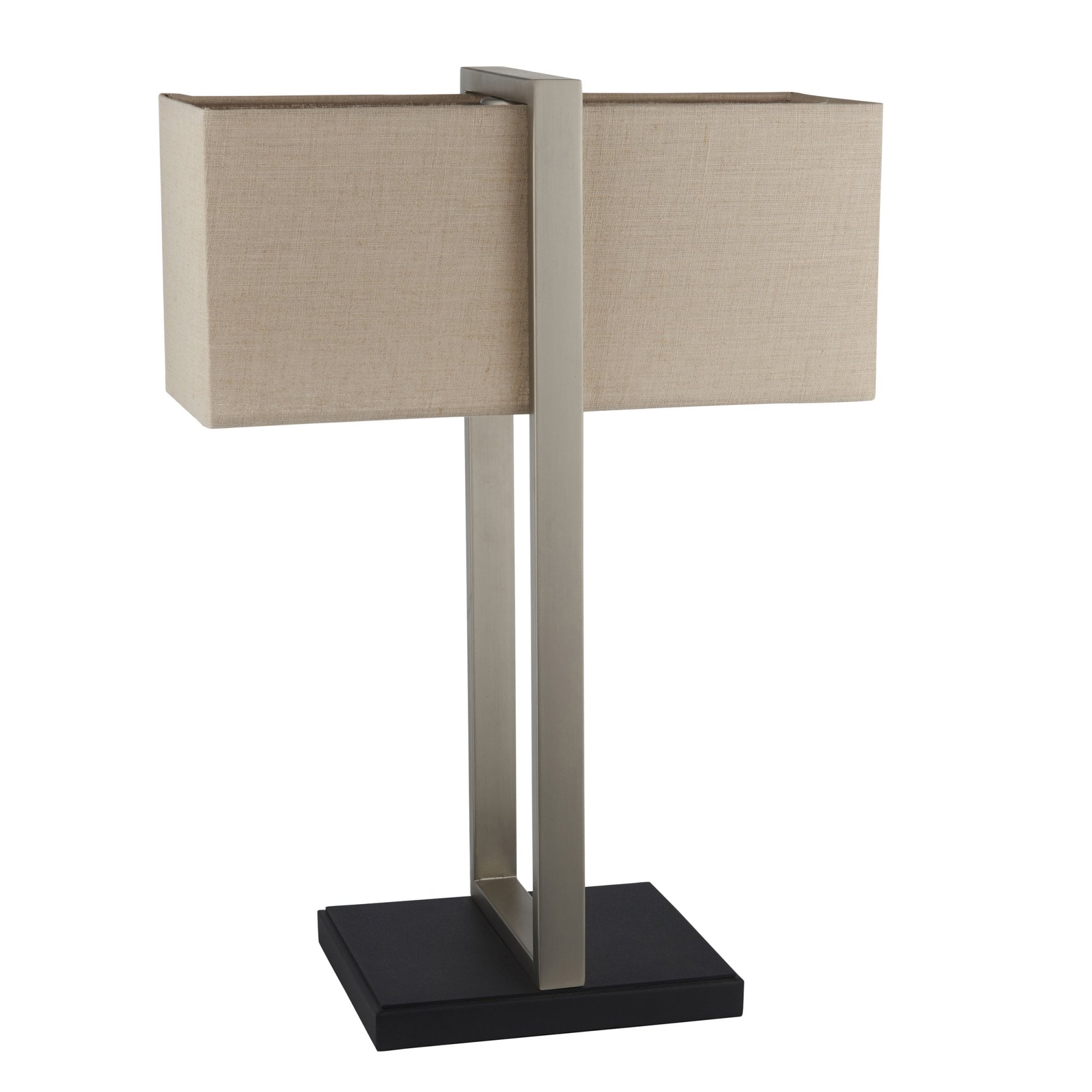 93060 1 Light Table Lamp Satin Nickel Plate & Natural Linen