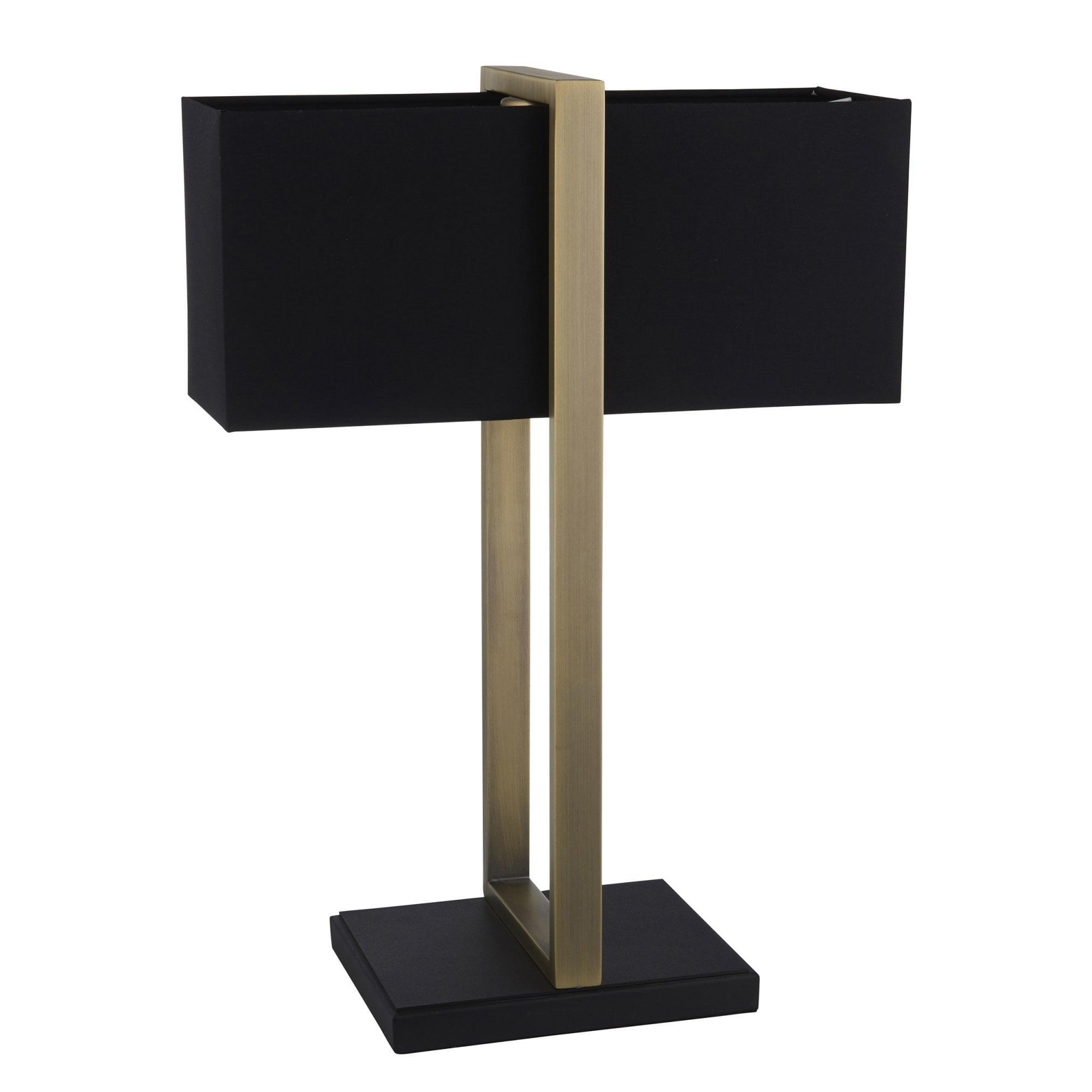 93061 1 Light Table Lamp Matt Antique Brass Plate & Black Fabric
