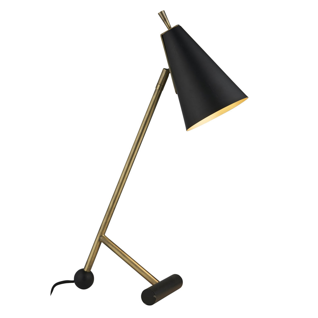 93064 1 Light Table Lamp Matt Antique Brass Plate & Matt Black (SD)