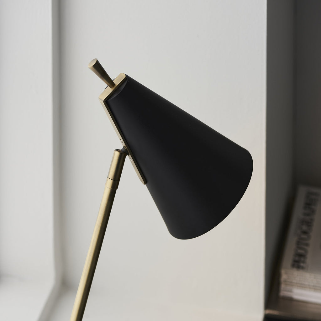 93064 1 Light Table Lamp Matt Antique Brass Plate & Matt Black