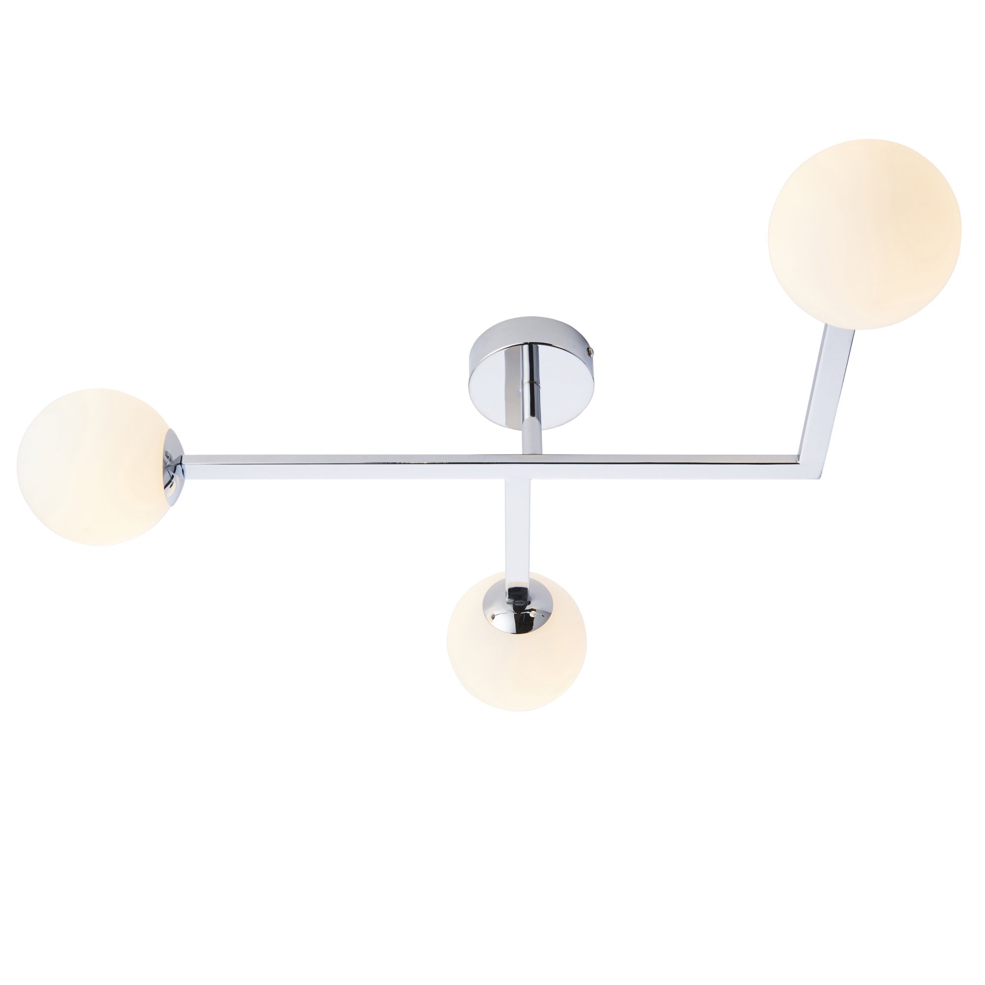 Bathroom 3 Light Semi Flush Ceiling  Light Chrome Plate & Matt Opal Glass
