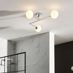 93904 Bathroom 3 Light Semi Flush Ceiling Light Chrome Plate & Matt Opal Glass