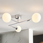 93904 Bathroom 3 Light Semi Flush Ceiling Light Chrome Plate & Matt Opal Glass