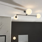 93904 Bathroom 3 Light Semi Flush Ceiling Light Chrome Plate & Matt Opal Glass