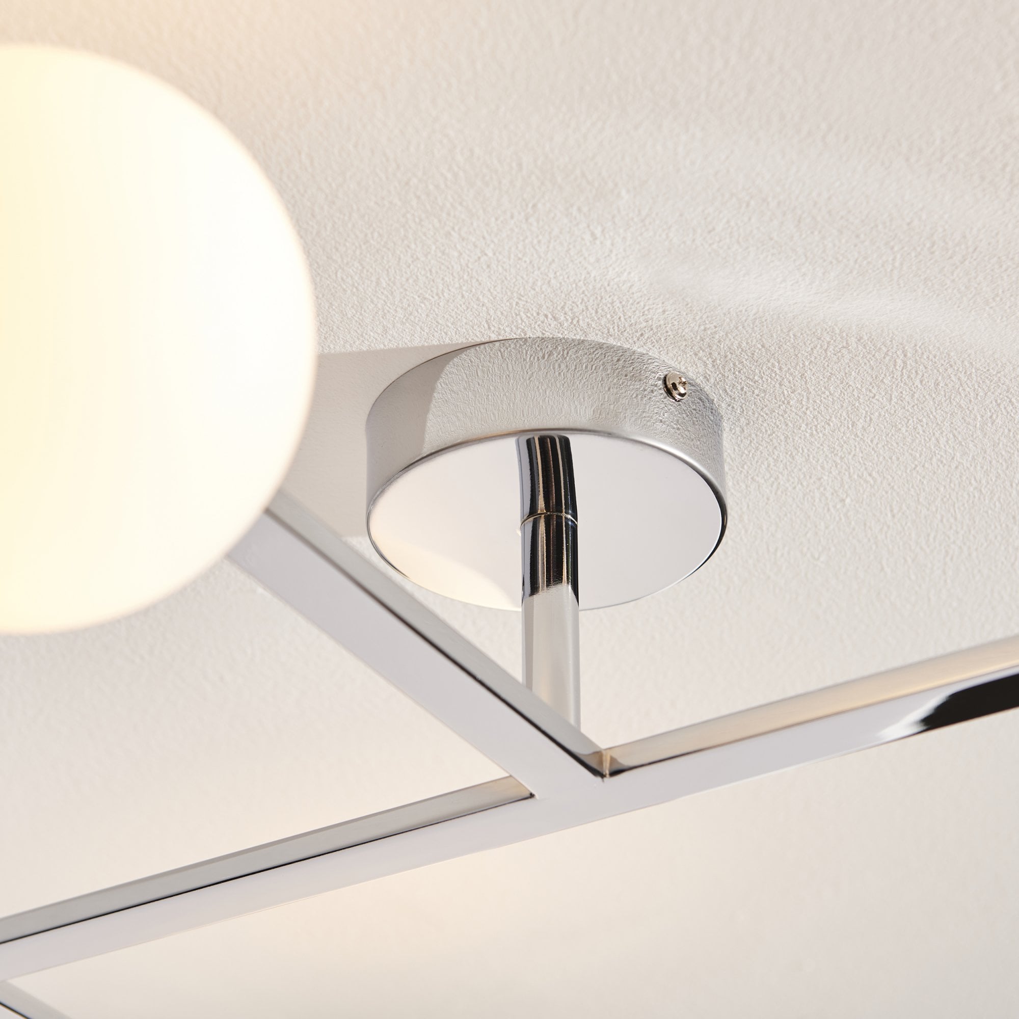Bathroom 3 Light Semi Flush Ceiling  Light Chrome Plate & Matt Opal Glass