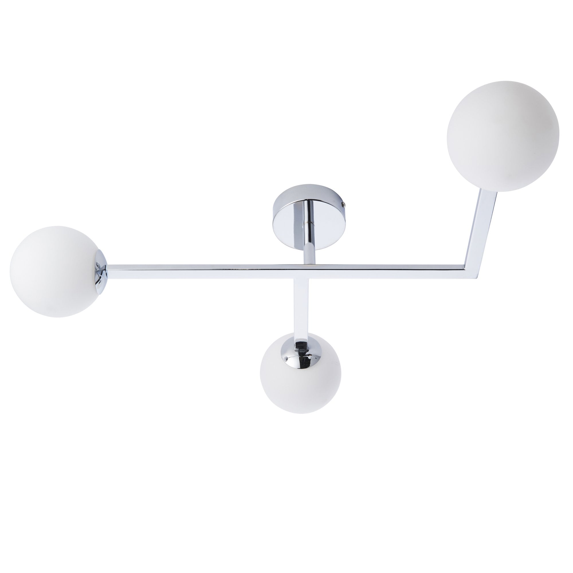 Bathroom 3 Light Semi Flush Ceiling  Light Chrome Plate & Matt Opal Glass