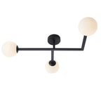 93905 Bathroom 3 Light Semi Flush Ceiling Light Matt Black & Matt Opal Glass