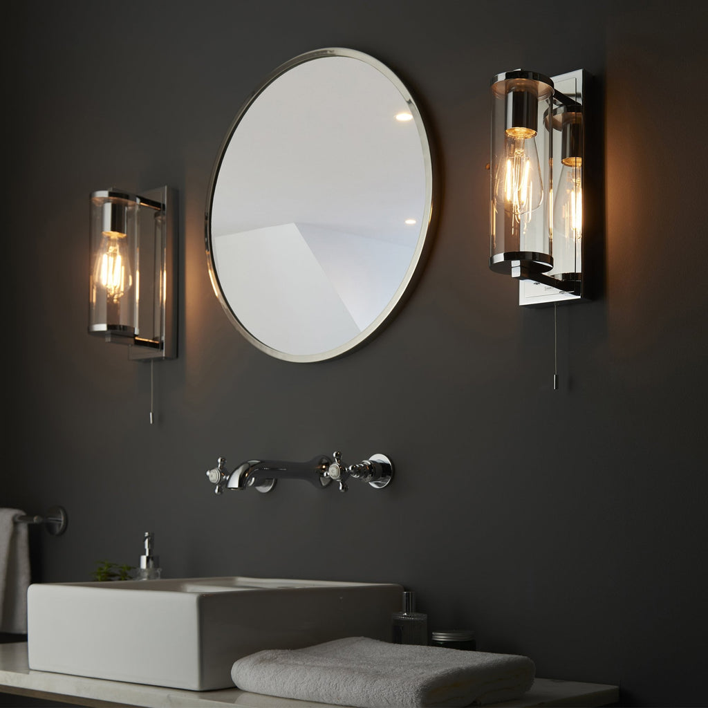 94074 Bathroom 1 Light Wall Light Chrome Plate & Clear Glass