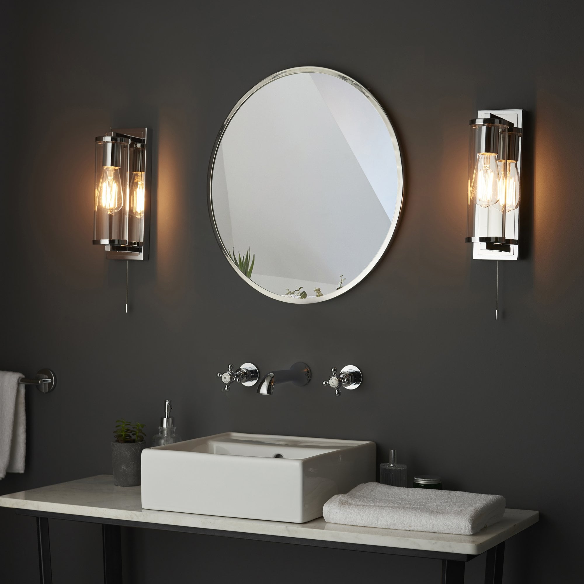 94074 Bathroom 1 Light Wall Light Chrome Plate & Clear Glass