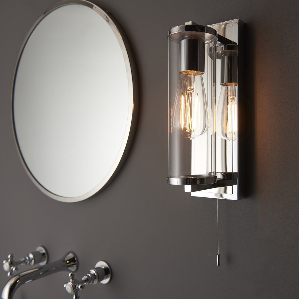 94074 Bathroom 1 Light Wall Light Chrome Plate & Clear Glass