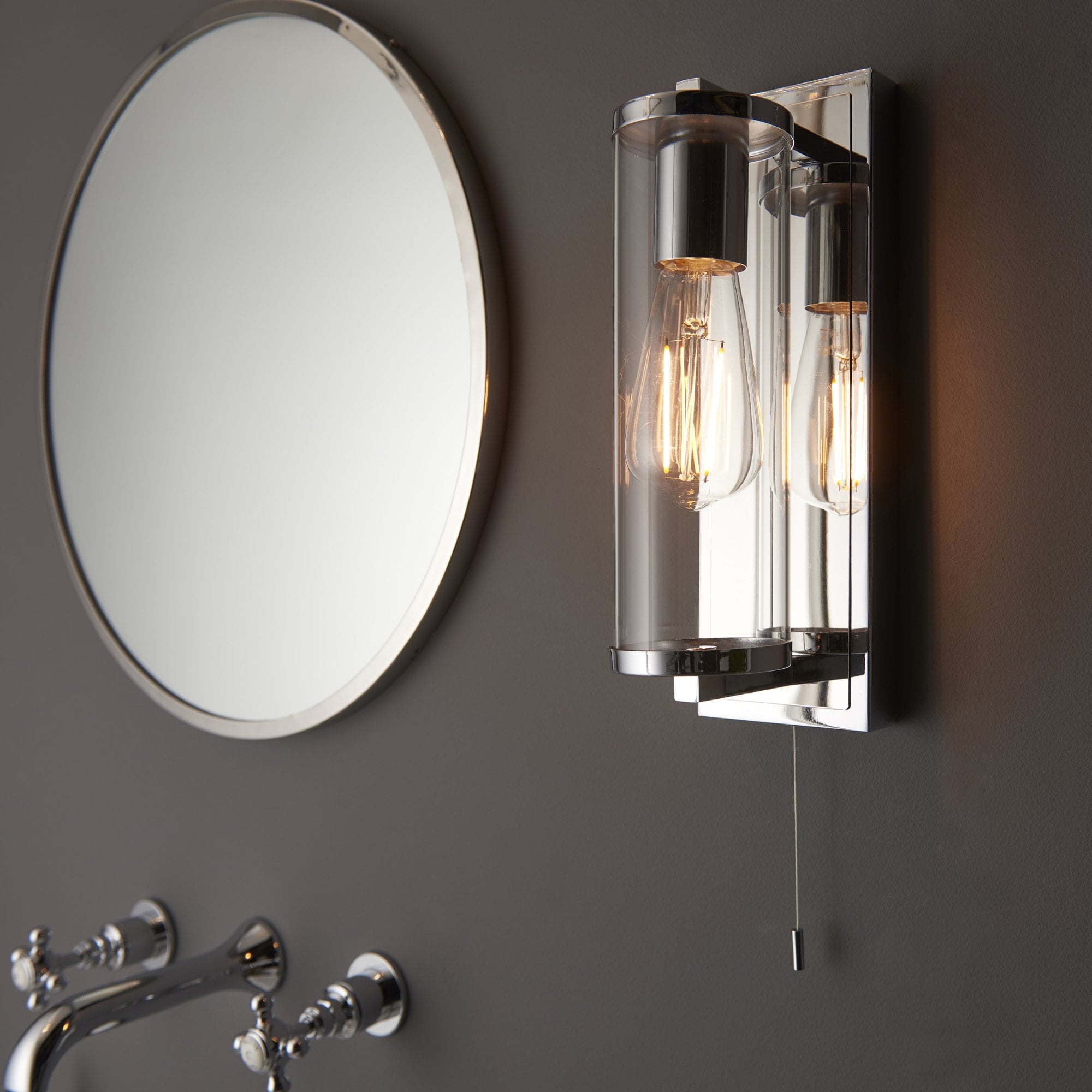 94074 Bathroom 1 Light Wall Light Chrome Plate & Clear Glass