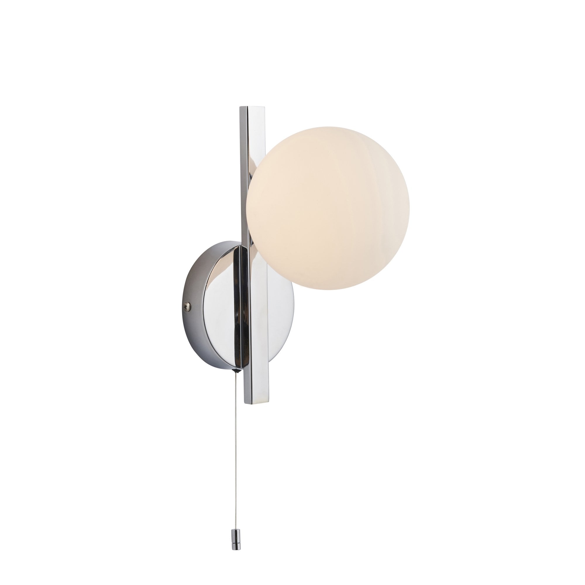 Bathroom 1 Light Wall  Light Chrome Plate & Matt Opal Glass