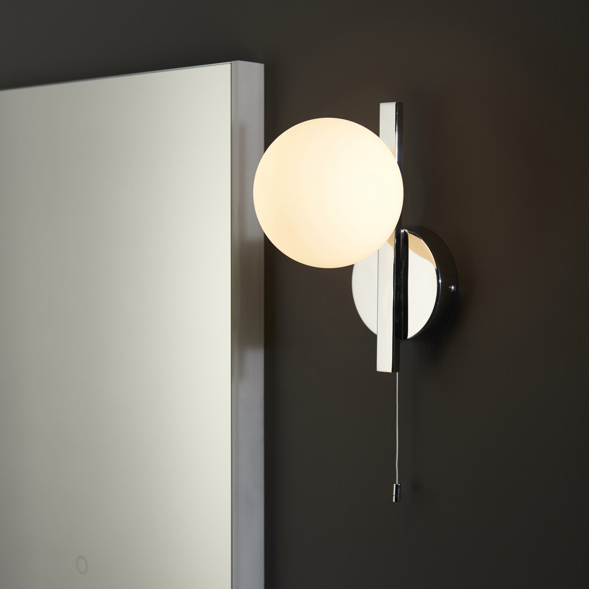 Bathroom 1 Light Wall  Light Chrome Plate & Matt Opal Glass
