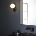 94081 Bathroom 1 Light Wall Light Matt Black & Matt Opal Glass