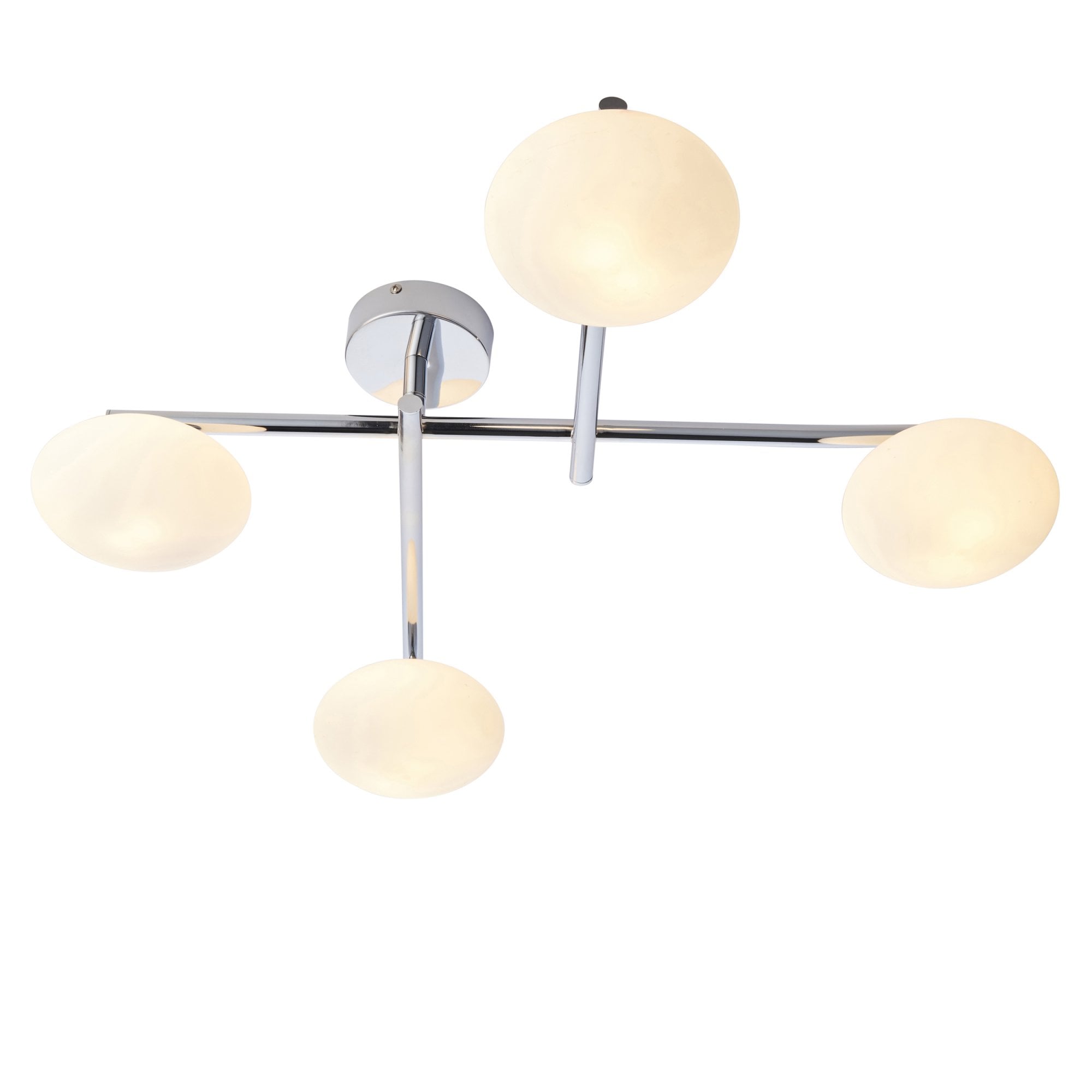 95008 Bathroom 4 Light Semi Flush Ceiling Light Chrome Plate & Matt Opal Glass