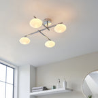 95008 Bathroom 4 Light Semi Flush Ceiling Light Chrome Plate & Matt Opal Glass