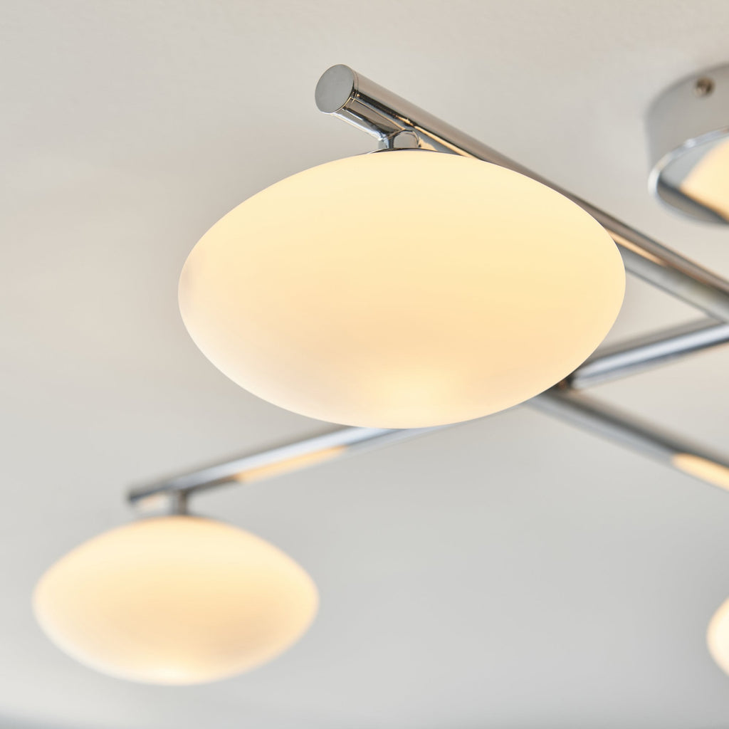 95008 Bathroom 4 Light Semi Flush Ceiling Light Chrome Plate & Matt Opal Glass
