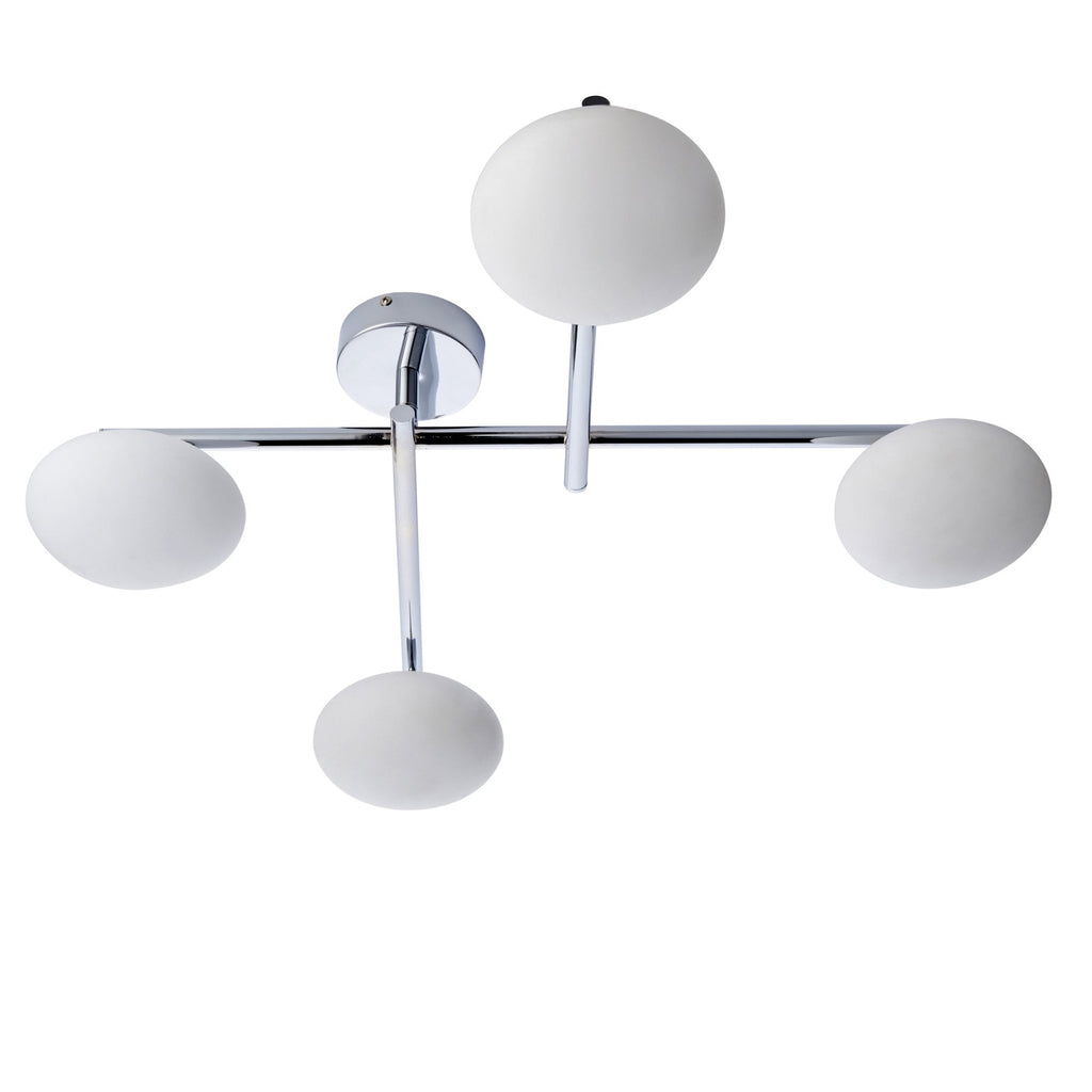 95008 Bathroom 4 Light Semi Flush Ceiling Light Chrome Plate & Matt Opal Glass