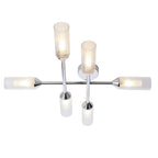 95045 Bathroom 6 Light Semi Flush Ceiling Light Chrome Plate & Clear/frosted Ribbed Glass