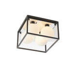 95050 Bathroom 4 Light Semi Flush Ceiling Light Matt Black & Matt Opal Glass
