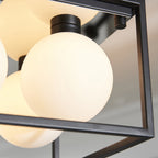 95050 Bathroom 4 Light Semi Flush Ceiling Light Matt Black & Matt Opal Glass