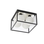 95050 Bathroom 4 Light Semi Flush Ceiling Light Matt Black & Matt Opal Glass