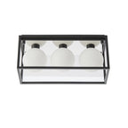 95051 Bathroom 3 Light Semi Flush Ceiling Light Matt Black & Matt Opal Glass